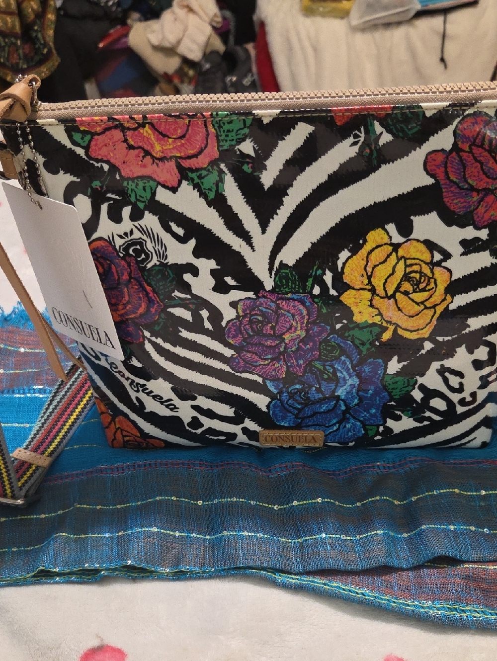 Consuela Zebra Floral Multicolor Crossbody Bag